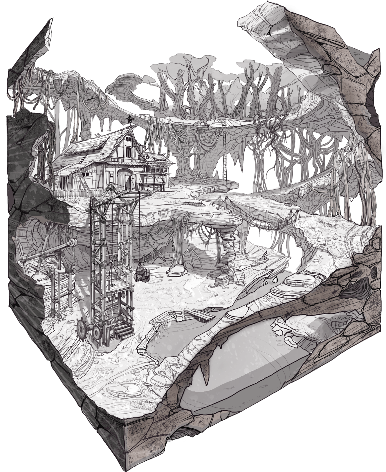 Environment concept art by Roman Artamonov for Leviathan: The Cube